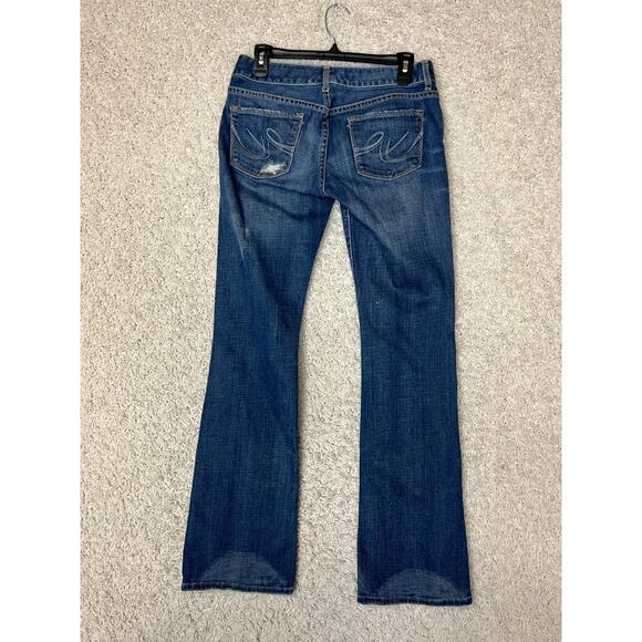 Vtg Express Boot Leg Jeans Womens 4 Long Blue Denim Low Rise Y2K 90s Retro - Picture 7 of 16